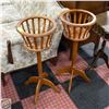 Image 1 : PAIR OF WOODEN PLANT STANDS H-33" DIAMETER-13"