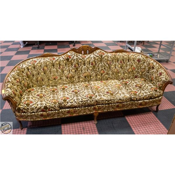 4 CUSHION COUCH FLORAL WOOD ACCENT