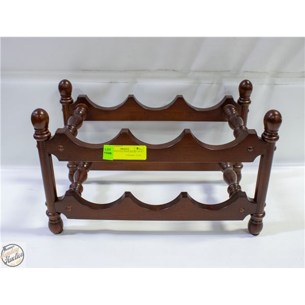 WOOD 6 BOTTLE WINE RACK- 15" X 8" X 9"