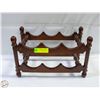 Image 1 : WOOD 6 BOTTLE WINE RACK- 15" X 8" X 9"