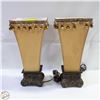 Image 1 : 2 VINTAGE CLOTH TORCHIERE TABLE LAMPS
