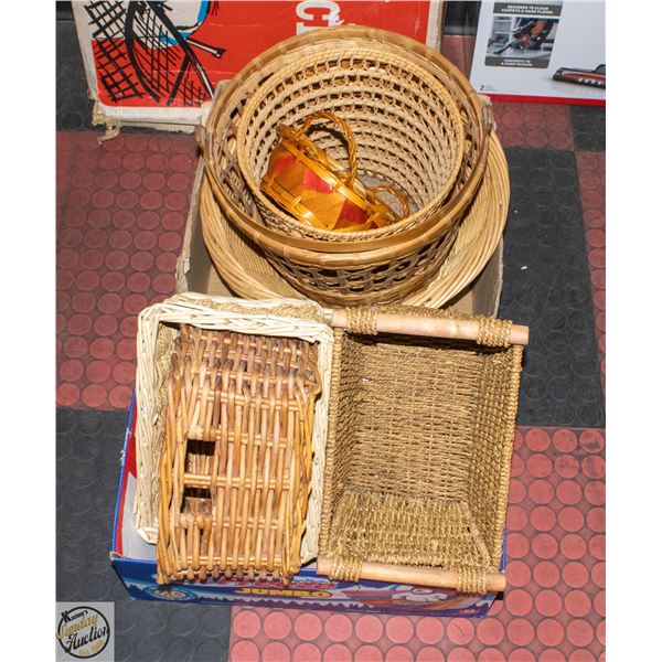 7 WICKER BASKETS LOT