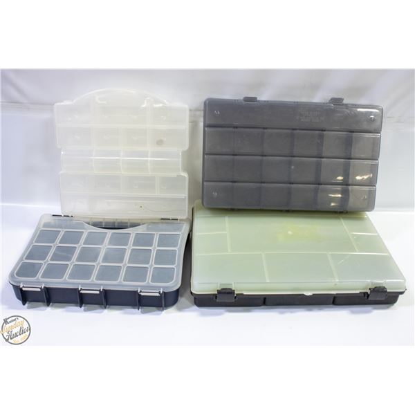 4 SECTIONED FISHING TACKLE BOXES