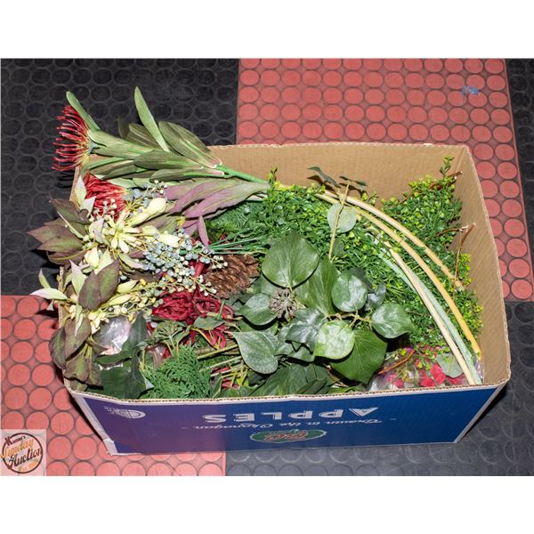 FAUX FLORALS FOR ARRANGING- BOX LOT ASSORTED