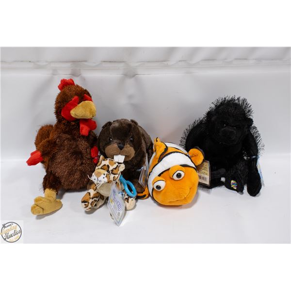 5 NEW OLD STOCK WEBKINS STUFFIES WITH ONLINE CODES