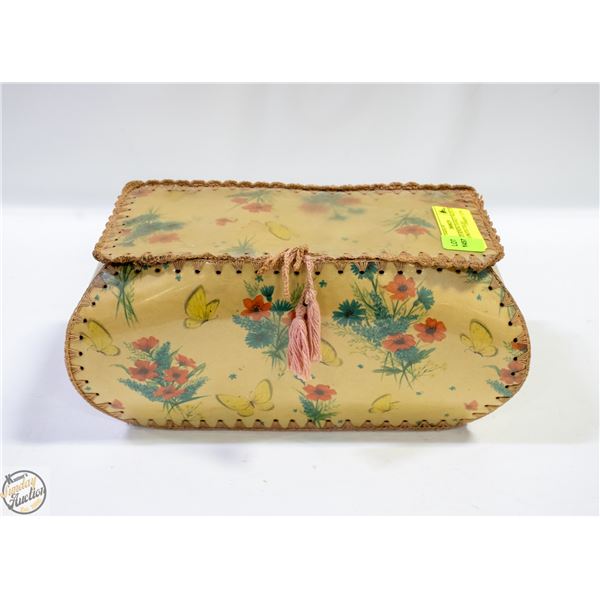 ANTIQUE SEWING BASKET MADE OF CLOTH PROTECTED BY