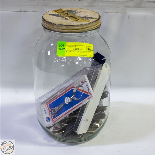 JAR OF COLLECTOR SPOONS