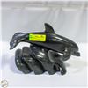 Image 1 : LRG SOAPSTONE DOLPHIN JUMPING WAVES CARVED IN