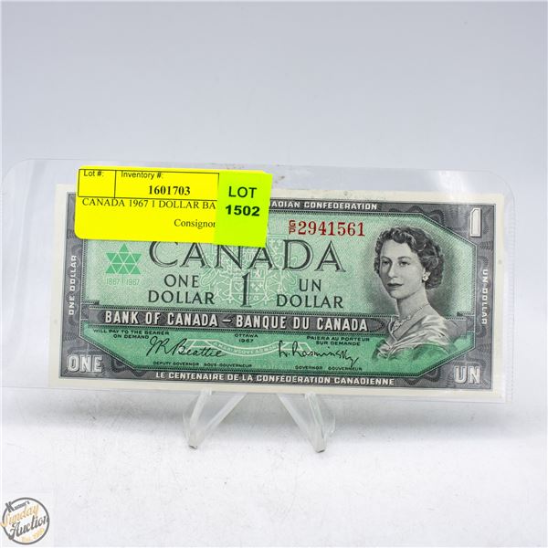 CANADA 1967 1 DOLLAR BANKNOTE