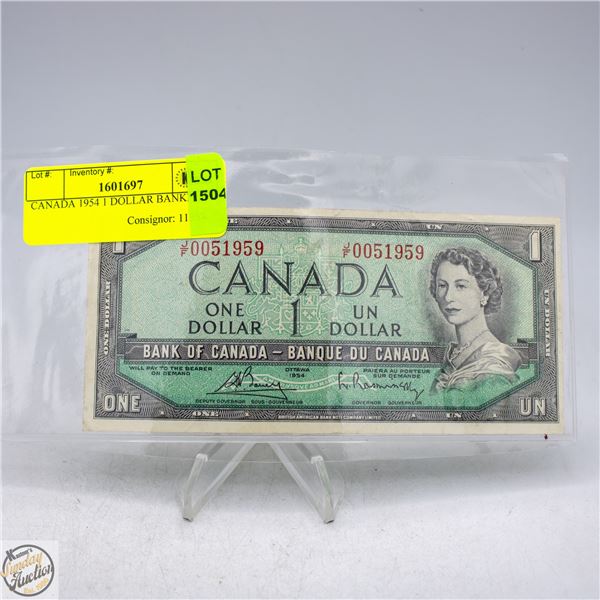 CANADA 1954 1 DOLLAR BANKNOTE