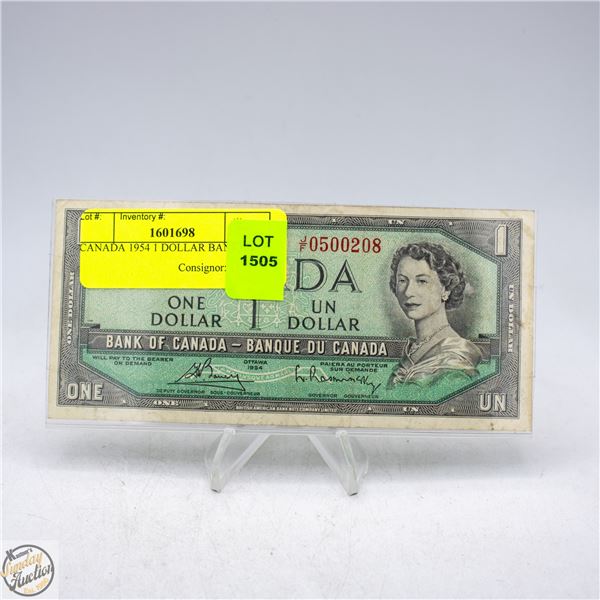 CANADA 1954 1 DOLLAR BANKNOTE
