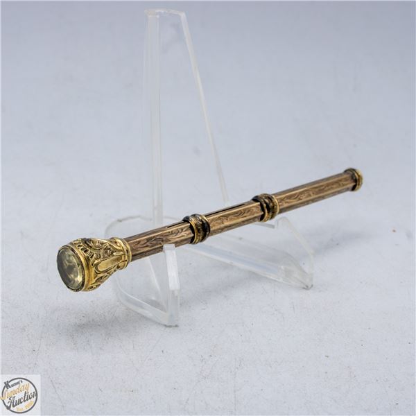 ANTIQUE VICTORIAN GOLD CASED DIP PEN PENCIL - 7KT