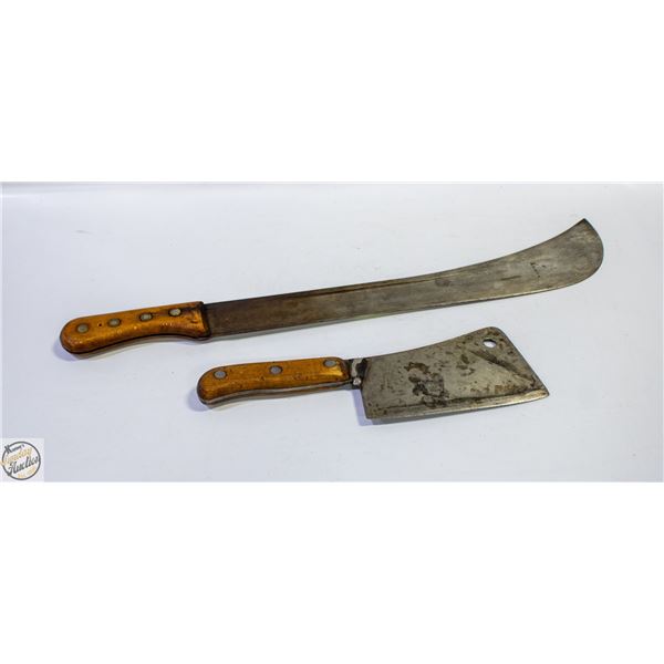 19 INCH MACHETTE AND 7 INCH MEAT CLEAVER