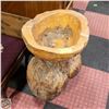 Image 1 : LATHED BURL WOOD MADE INTO PLANTER/BIRD BATH