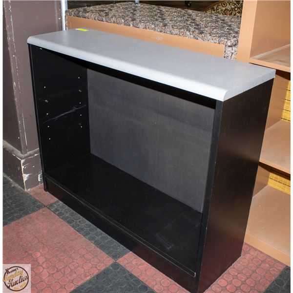 BLACK BOOK SHELF WITH GREY TOP 30"X37"X12"