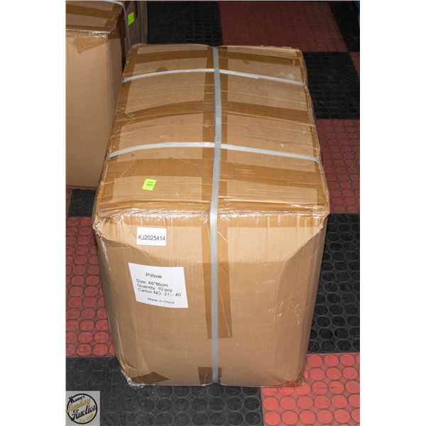 CASE WITH 10 STANDARD '100' PILLOWS - NEW