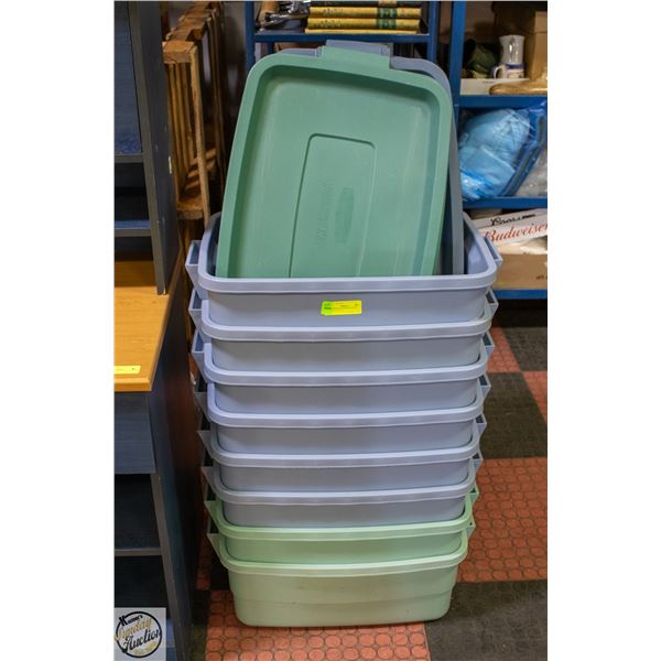 RUBBERMAID ROUGHNECK 36L TOTES W/LIDS (6)