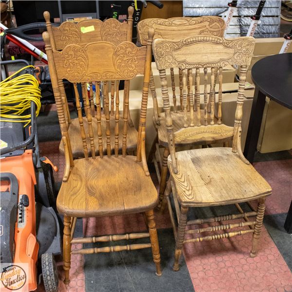 4 PRESSED BACK CHAIRS