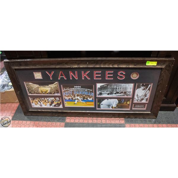 FRAMED NEW YORK YANKEES PICTURE 21" X 45" WITH