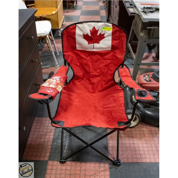 DELUXE FOLDING "CANADIAN FLAG" OUTDOOR CHAIR-