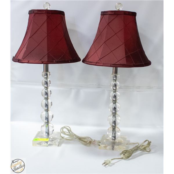 CONTEMPORARY "ORB" RESIN 26" LAMPS- PAIR