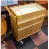 Image 1 : OAK WAGON CART 29" X 15" ON HEAVY DUTY 5" CASTORS