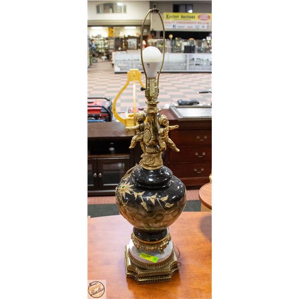 CHERUB MARBLE ORNATE LAMP WITH NO SHADE