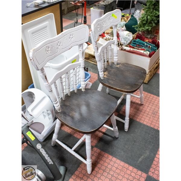 2 ANTIQUE FARMHOUSE WOOD CHAIRS-ESTATE