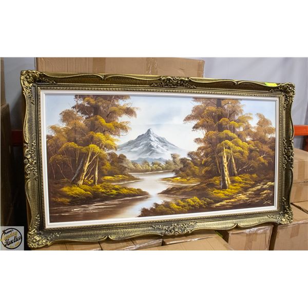 FRAMED OIL PAINTING, IMAGE: MOUNTAIN,
