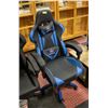 Image 1 : NEW BLUE LEATHERETTE GAMING CHAIR W/FOOT
