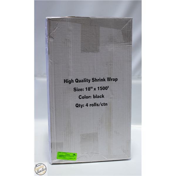 CASE WITH 4 BLACK ROLLS OF SHRINK WRAP