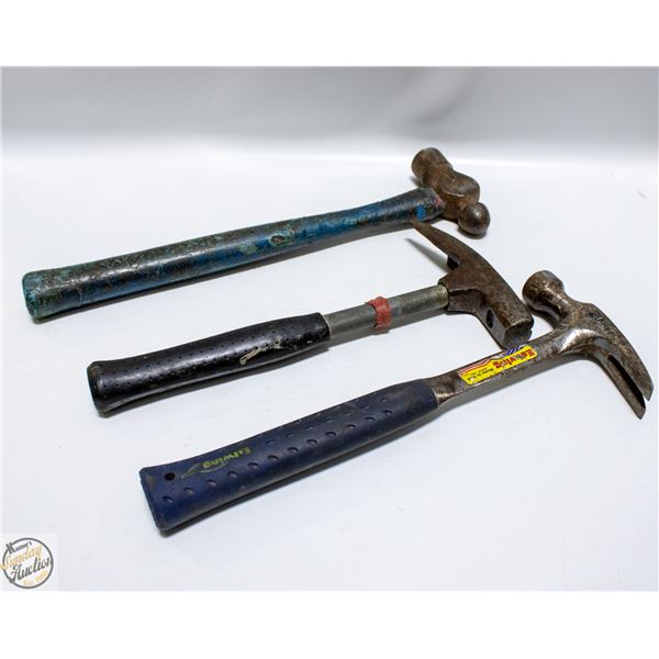 FLAT OF 3 HAMMERS, INC 1 BALL PEEN HAMMER