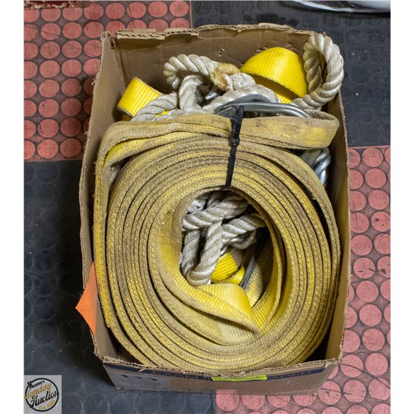 3 HEAVY DUTY TOWING ROPES + 1 CHAIN