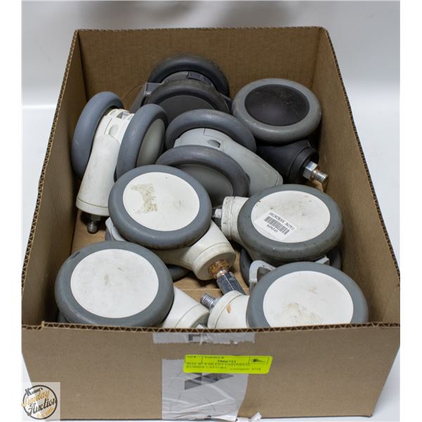 BOX W/ 8 QUIET ROLLING UNIVERSAL RUBBER CASTORS