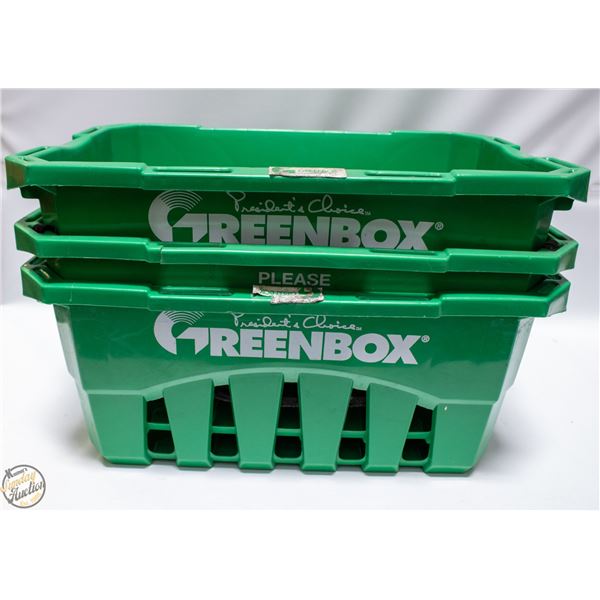 3 GREEN GROCERY BASKETS