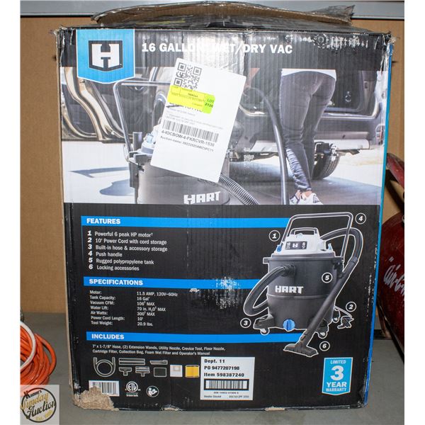 HART 16 GALLON WET/DRY VAC