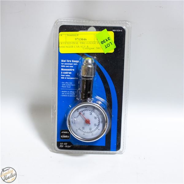 CERTIFIED DIAL TIRE GAUGE FOR PASSENGER CAR SUV &