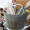 Image 1 : 20" WICKER BASKET WITH SPARE GARDEN WHEELS & HOSE