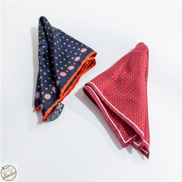 (2) SILK POCKET SQUARES