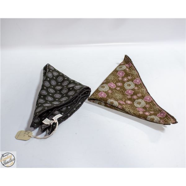 (2) POCKET SQUARES WOOL/COTTON MATERIALS