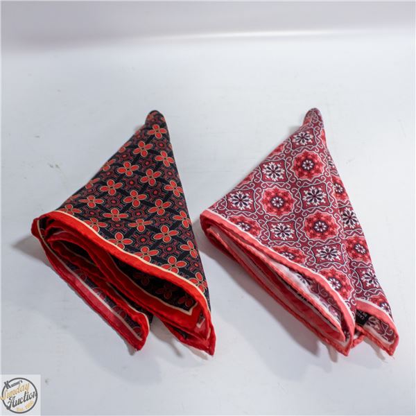 (2) SILK POCKET SQUARES