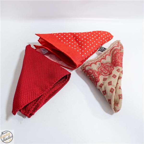 3 POCKET SQUARES 1 DION SILK/1 ROSI