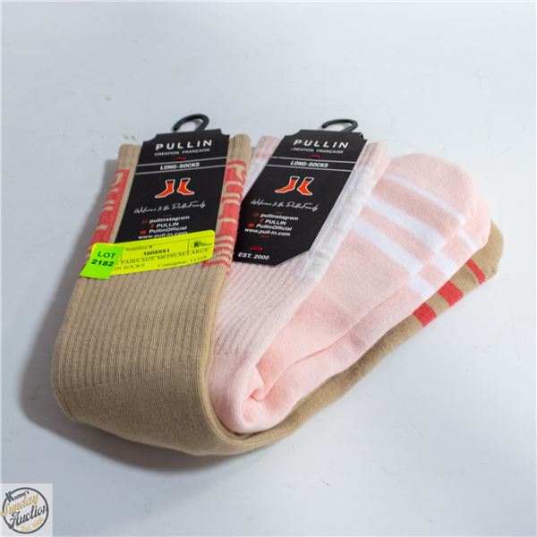 2 NEW PAIRS SIZE MEDIUM/LARGE PULLIN SOCKS