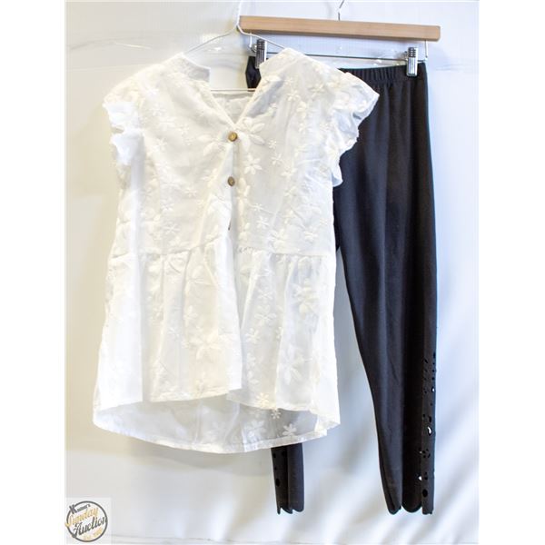 NEW L. WHITE EMB.  TOP W MED. BLACK