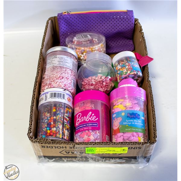 7 CONTAINERS OF SPRINKLE MIS CANDY FOR