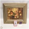 Image 1 : 16” X 14” FRAMED FLORAL BOUQUET,  BUTTERF.
