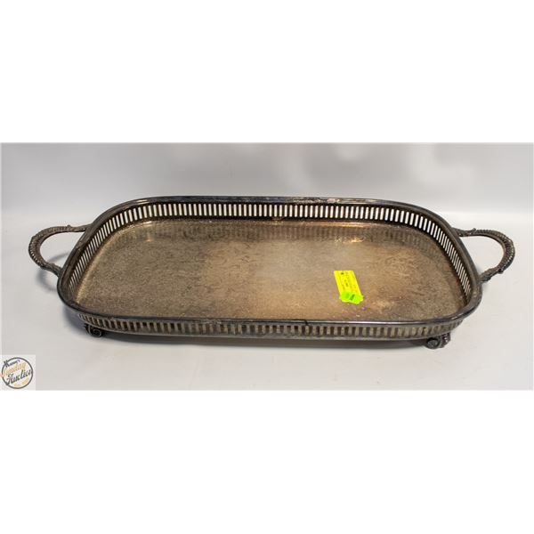 20" X 11" SILVER PLATED BUTLERS GALLERY TRAY