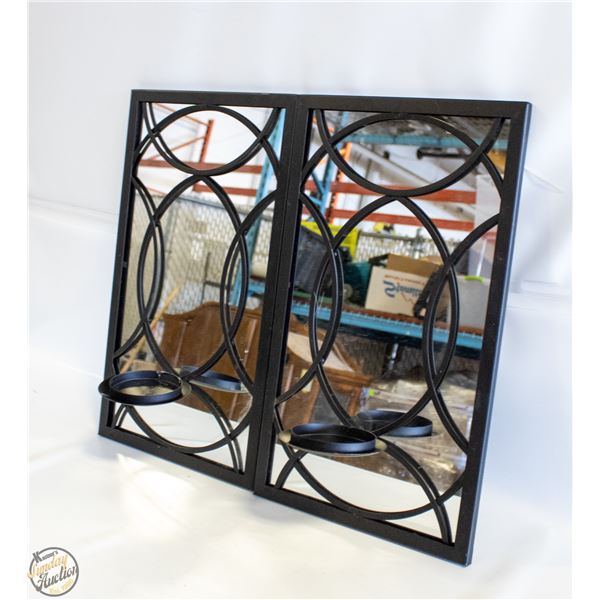 2 16.5” X 10” MIRRORED METAL CANDLE WALL ART