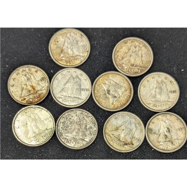 Lot of Canadian Silver Dimes