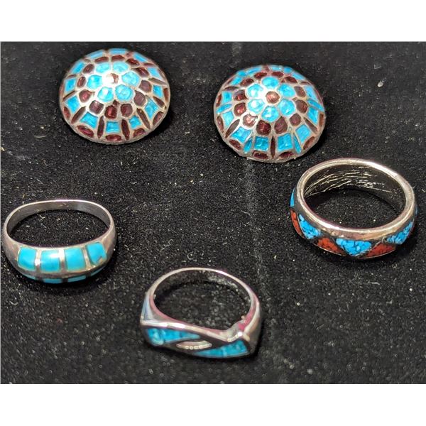 Pair of 925 Sterling Earrings & 3 925 Sterling Rings
